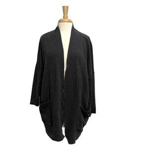PACT Open Front Cardigan Sweater Pockets Lounge Charcoal Gray size Medium/Large